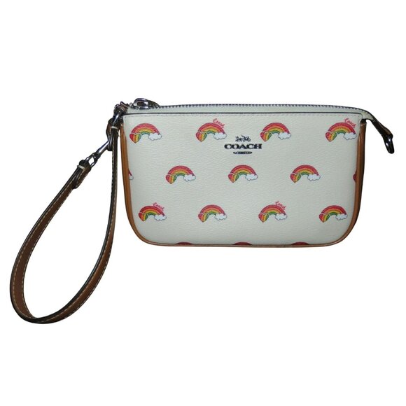 Coach Nolita 19 Leather & Coated Canvas Rainbow Pride Print Wristlet Wallet - Picture 1 of 12